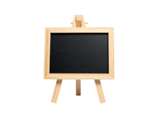 Small Wooden Blackboard on an Easel Isolated on White Background.