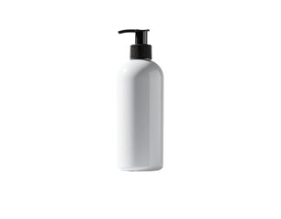 Fototapeta premium Minimalist White Pump Bottle with Black Dispenser on White Background.