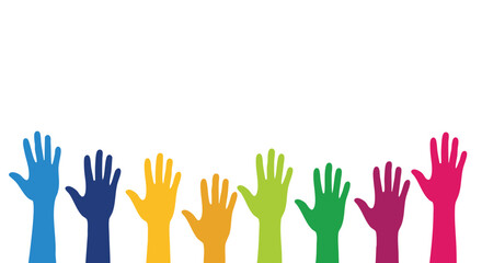 Obraz premium Diverse Hands Reaching Upward in Solidarity and Expression Against a Blank Canvas