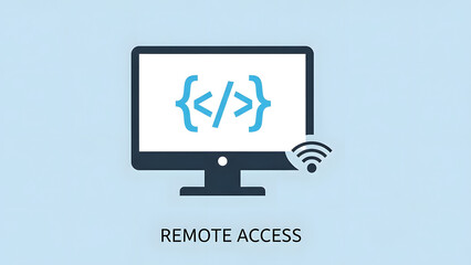 A computer monitor with a remote access symbol on the screen