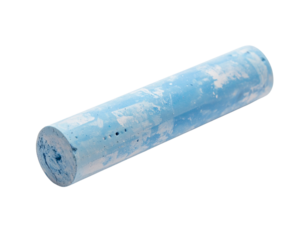 A single blue pastel chalk stick with white speckles.