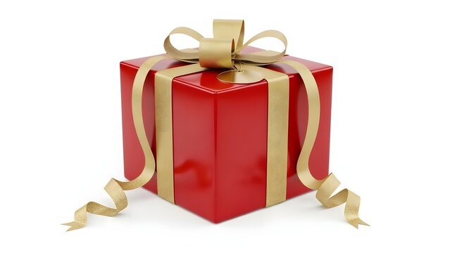Festive Red Gift Box with Golden Ribbon - A Classic Present Wrapped for Celebration
