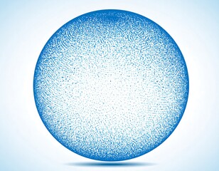 A vibrant, detailed blue sphere on a gradient white backdrop. The sphere is comprised of intricate, tiny dots creating a textured effect