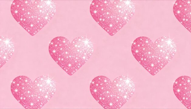 seamless looping background of sparkling pink heart patterns perfect for valentine's day