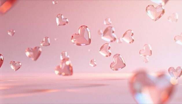 3d rendered valentine background with hearts gently falling on a pink scene perfect for valentine's day