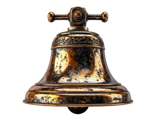 Antique Brass Ship Bell with Ornate Details and Clapper.