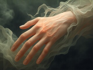 Mystical Hand with Ethereal Smoke and Veins Art
