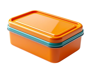 Orange and Blue Rectangular Lunch Box Container.