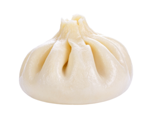 A single khinkali dumpling isolated on a white background.