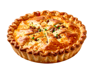 Delicious Golden Brown Quiche Lorraine with Flaky Pastry Crust.