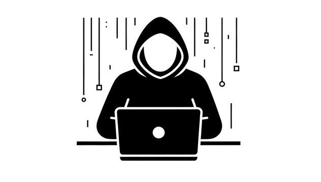 Anonymous Hacker Cybersecurity and Data Breach Concept Icon