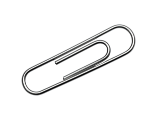 A Single Silver Metal Paperclip Isolated on a White Background.