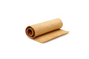 Ancient historical scroll parchment document with transparent background