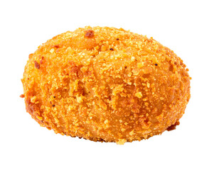 Crispy golden arancini rice ball with breadcrumbs and spices.