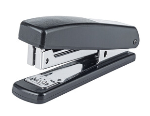 A Black Stapler Office Supply Isolated on White Background.