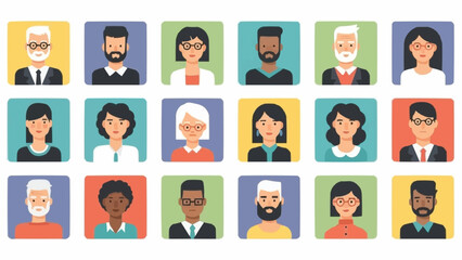 Diverse Group of People Avatar Icons Representing Community.