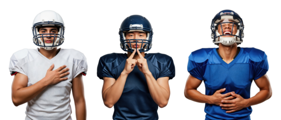 Diverse Male Football Players Showing Emotion in Uniforms during Game
