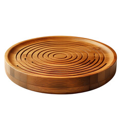 Minimalist bamboo wireless charger with visible energy ring isolated on transparent background