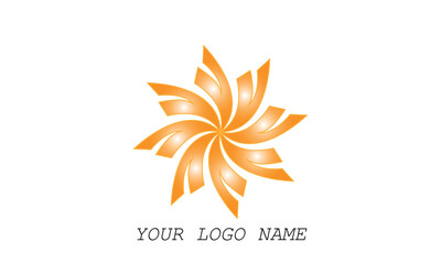 Abstract orange flower logo vector illustration featuring a floral design element with a lotus leaf shape for a business spa nature beauty symbol