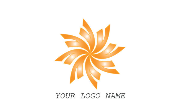 Abstract orange flower logo vector illustration featuring a floral design element with a lotus leaf shape for a business spa nature beauty symbol - Powered by Adobe