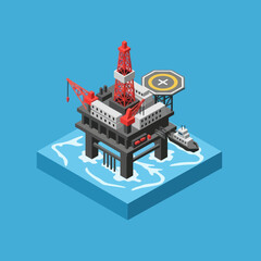Isometric Offshore Oil Rig Platform Structure.