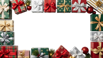 Festive Christmas Gift Boxes Border With Copy Space