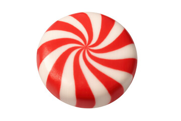 Peppermint striped hard candy swirl on transparent background