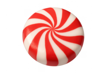 Peppermint striped hard candy swirl on transparent background