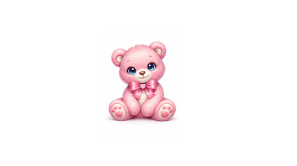 Cute Pink Bear Toy isolated image on white background