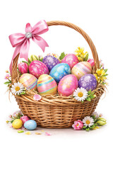 basket with easter eggs