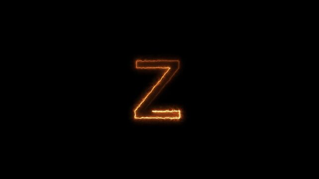 Animated neon letter Z. Educational concept with neon letter. alphabet footages font word template sign symbol on black background.