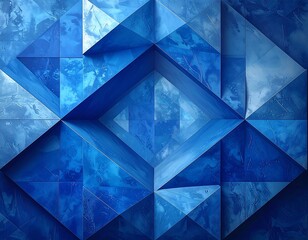 Geometric abstract of sapphire-toned triangular tiles