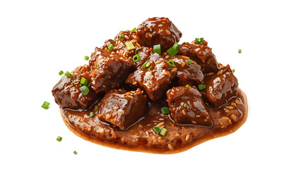 Tender Braised Beef Cubes in Rich Sauce, Hearty Asian-Style Meat Dish