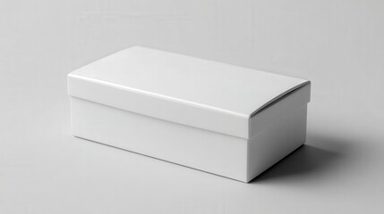 Naklejka premium Rectangular white cardboard container rests on a neutral background surface