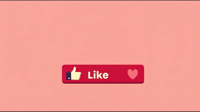 A red social media "Like" button with a thumbs-up and heart icon on a pink background.