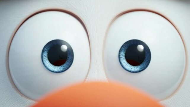 3D vector illustration of a human face with blue eyes and red lips featuring a circular eyeball iris design as a vision concept art icon