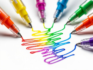 colored pencils on white background