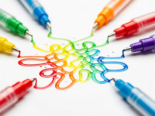 colored pencils on white background