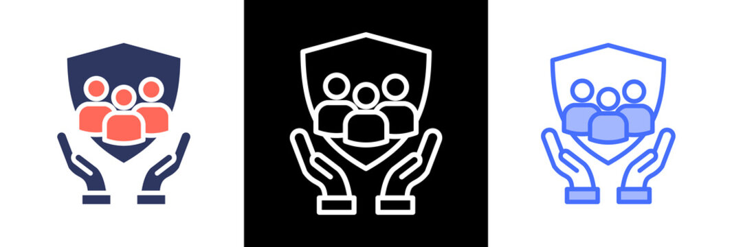 Human Rights Protection triple icon
