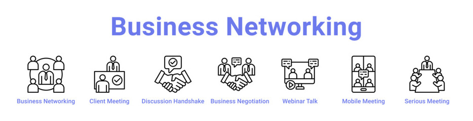 Business Networking Icon Banner and Collection