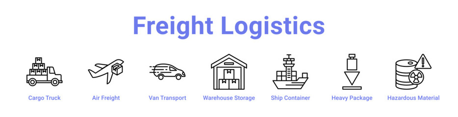 Fototapeta premium Freight Logistics Icon Banner and Collection