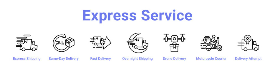 Express Service Icon Banner and Collection