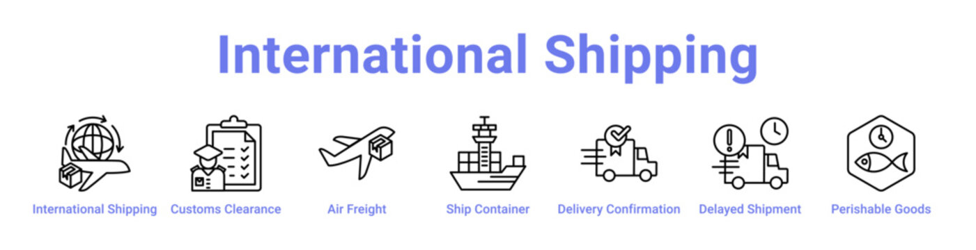 International Shipping Icon Banner and Collection