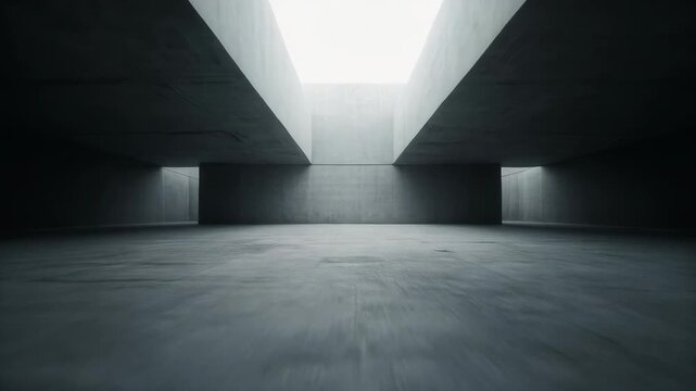Empty Concrete Structure with Light Well Abstract Architecture Design