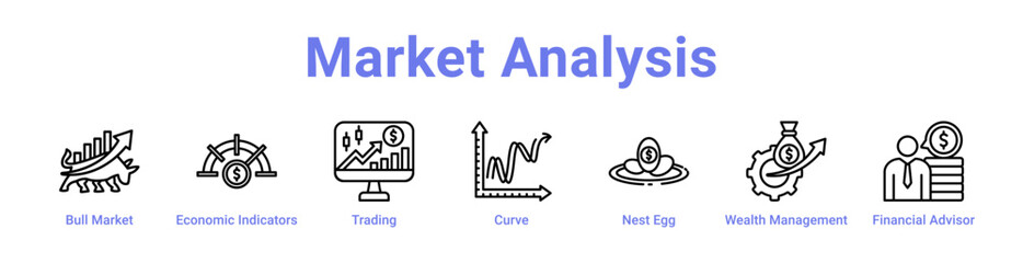 Market Analysis Icon Banner and Collection