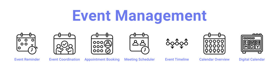 -Event Management Icon Banner and Collection