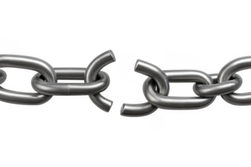 Broken chain link representing freedom and liberation concept