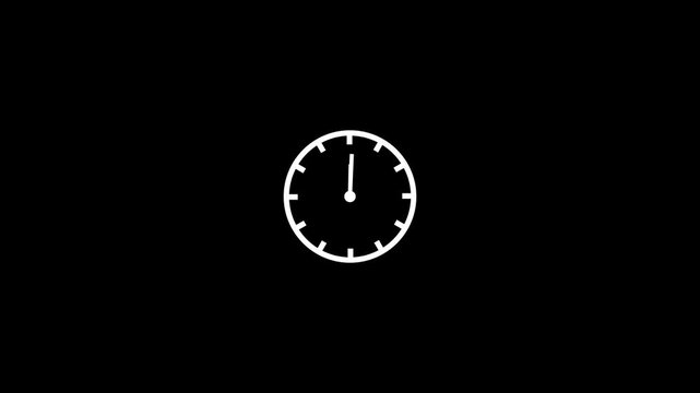 Wall Clock icon on black background, 24 hours timer clock animation