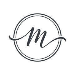 Fototapeta premium Sleek and Elegant Monogram 'M' Logo with Circular Frame