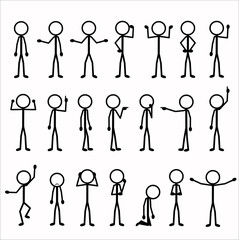 Stickman set with various poses expressions and movements.

